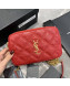 Saint Laurent Becky Double Zip Chain Pouch in Quilted Lambskin 608941 Red 2019