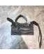 Balenciaga Graffiti Classic Mini City Bag in Crinkle Calfskin Dark Grey/Silver
