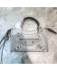 Balenciaga Graffiti Classic Mini City Bag in Crinkle Calfskin Light Grey/Silver