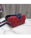 Valentino Medium V Inlay Candystud Stripes Top Handle Bag Red/Blue 2018