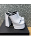 Versace Calfskin Platform Slide Sandals 15.5cm White 2022 24