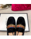 Gucci Sylvie Chain GG Velvet Mid-heel Pump ‎525082 Black 2019