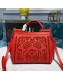 Dolce&Gabbana DG Medium Sicily Top Handle Bag in Intaglio Lace and Leather Red 2019