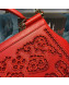 Dolce&Gabbana DG Medium Sicily Top Handle Bag in Intaglio Lace and Leather Red 2019