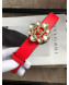 Chanel Calfskin Belt with Crystal Bloom Buckle 30mm Bright Red