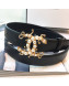 Chanel Leather Belt with Pearls CC Buckle 25mm Black