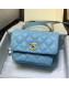 Chanel Quilted Calfskin Medium Flap Bag with Top Handle AS1155 Blue 2020