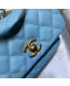 Chanel Quilted Calfskin Medium Flap Bag with Top Handle AS1155 Blue 2020