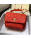 Chanel Quilted Calfskin Medium Flap Bag with Top Handle AS1155 Red 2020