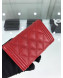 Chanel Quilted Grained Small Flap Boy Wallet A80603 Red/Gold 2019