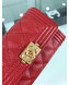 Chanel Quilted Grained Small Flap Boy Wallet A80603 Red/Gold 2019