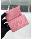 Chanel Quilted Grained Small Flap Boy Wallet A80603 Pink/Gold 2019