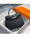 Hermes Kelly 28cm Top Handle Bag in Epsom Leather Black/Silver 2022