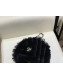 Chanel Chevron Fur Round Clutch with Chain A88803 Black 2019