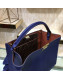 Fendi Peekaboo X-Lite Medium Bag in FF Pocket and Supple Leather Navy Blue 2019
