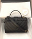 Chanel Quilted and Chevron Calfskin Flap Bag with Top Handle AS0804 Black 2019