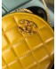 Chanel Quilted Lambskin Chain CC Round Clutch with Chain AP0725 Yellow 2019