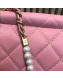 Chanel Lambskin Pearl Flap Clutch with Chain AP0367 Pink 2019