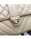 Chanel Quilted and Chevron Calfskin Flap Bag with Top Handle AS0804 Beige 2019