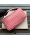 Fendi Baguette Large FF Logo Lambskin Flap Bag Pink 2019