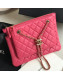Chanel Quilted Shiny Lambskin Double Clutch with Chain AP1073 Pink 2019