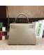 Hermes Kelly 28 cm Top Handle Bag in Box Leather Apricot Gray