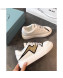 Prada Calfskin Glitter Lightning Sneakers White/Gold 2019