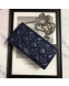 Dior Lady Dior Leather Clutch with Chain Navy Blue