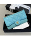 Chanel Quilted Grained Calfsskin Zipped Classic Card Holder AP0767 Blue 2019