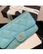 Chanel Quilted Grained Calfsskin Zipped Classic Card Holder AP0767 Blue 2019