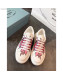 Prada Calfskin Lightning Print Sneakers White/Pink 2019