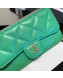 Chanel Quilted Lambskin Zipped Classic Card Holder AP0767 Green 2019