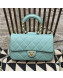 Chanel Quilted Lambskin Medium Flap Bag with Ring Top Handle AS1358 Blue 2020