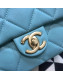 Chanel Quilted Lambskin Medium Flap Bag with Ring Top Handle AS1358 Blue 2020