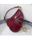 Dior Saddle Medium Bag in Crocodile Embossed Leather Burgundy 2019