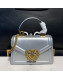 Dolce&Gabbana Small Devotion Metallic Leather Top Handle Bag Silver 2019