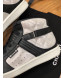 Chanel Quilted Leather Buckle High-top Sneakers Silver 2019