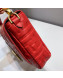 Fendi Baguette Large FF Logo Lambskin Flap Bag Red 2019