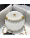 Chanel Quilted Leather Pearl Round Clutch with Chain White 2019