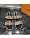 Louis Vuitton Jumbo Monogram Velvet Flatform Slide Sandals Khaki 2021 76