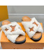 Louis Vuitton Paseo Shearling Flat Comfort Slide Sandals White/Brown 2022