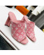 Louis Vuitton Silhouette Monogram Denim High Heel Slide Sandals 8cm Pink 2022