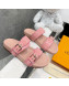 Louis Vuitton Bom Dia Monogram Denim Flat Slide Sandals Pink/Nude 2022