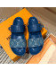 Louis Vuitton Bom Dia Monogram Denim and Leather Flat Slide Sandals Blue 2022