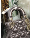 Dior Classic Lady Dior Metallic Leather Mini Bag Grey/Gold