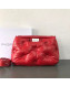 Maison Margiela Large Glam Slam Quilted Puffer Lambskin Clutch Shoulder Bag Red 2019
