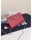 Dior 30 Montaigne CD Grained Calfskin Wallet on Chain WOC Red 2019