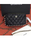 Chanel Quilted Calfskin Pearl Clutch with Chain Black 2020