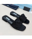 Prada Crystal Flat Slide Sandals Black 2022 72