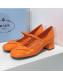 Prada Patent Leather Mary Janes Pumps 5cm Orange 2022 85